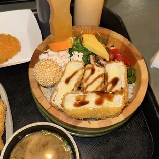 Deluxe bento with cheese pork katsu