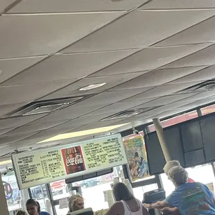 Menu counter to order from