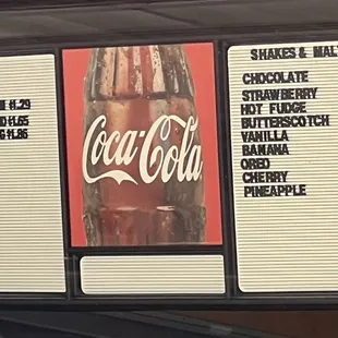 Menu, drinks, shakes