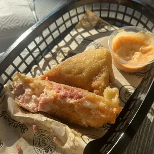 Corned beef egg rolls.