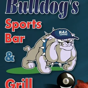 a bulldog and a pool ball