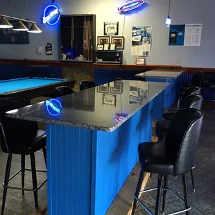 a pool table and a billiards table