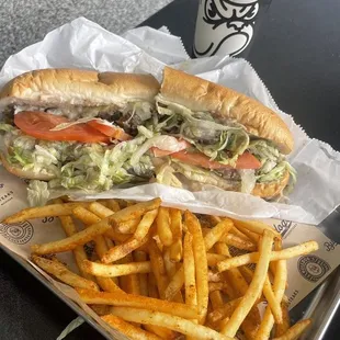 a sandwich and french fries