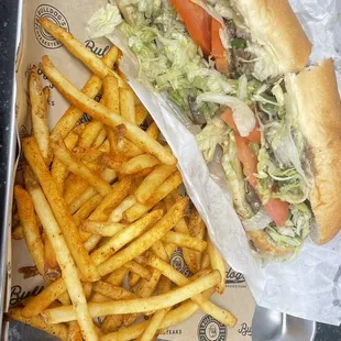 a sandwich and french fries