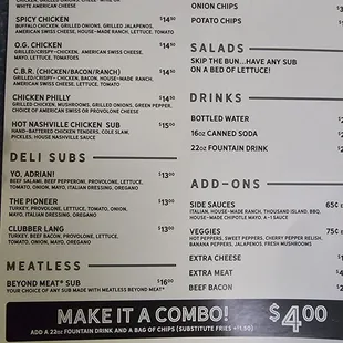menu