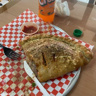 Calzone with Philly steak and bell peppers!!