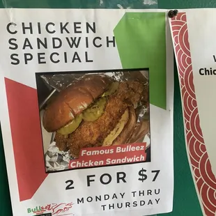 Chicken sandwich special