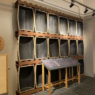 Inside of charred oak barrels