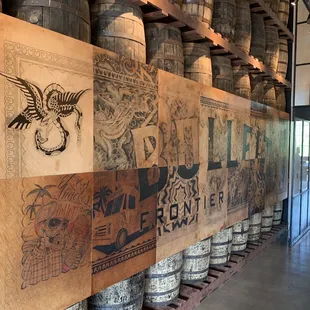Bulleit is very much into the arts. This panel mural was made by various tattoo artists. Very cool.