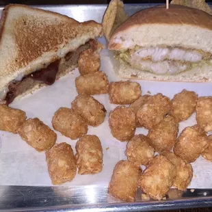 Wife and I split 2 sandwiches: Meatloaf and Catfish PoBoy.