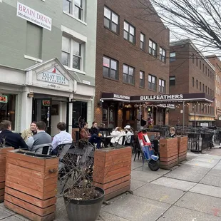 people eating outside