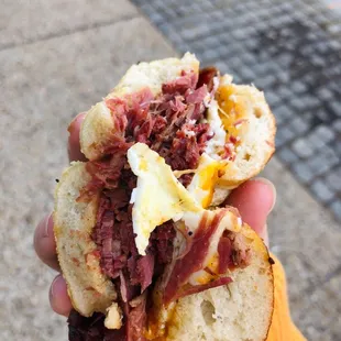 Corned Beef Egg &amp; Cheese Sandwich