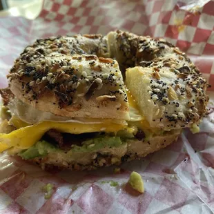 Bacon Egg and Cheese Sandwich with Avocado