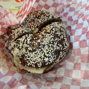 The Natitude on a Pumpernickel Everything Bagel