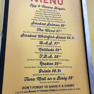 menu