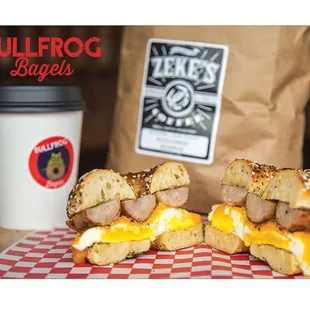 Breakfast sandwiches available for you work week or to take home during a mid Sunday jog!