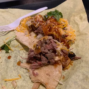 Great brisket tacos.  Loaded and tasty.  Will order again soon