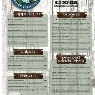 Menu from their website