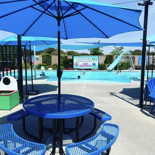 Our front pool is kept at a cozy 90 degrees. It is open March through July.  Fun fact, the front and back pool are the exact same size!