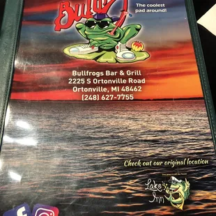 front of menu