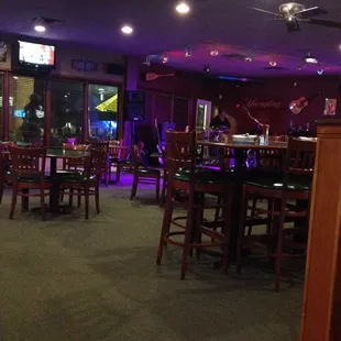 a bar with a bar in the background