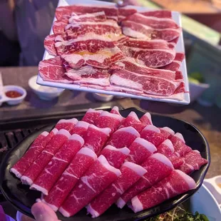 Beef belly (top) and brisket (bottom)