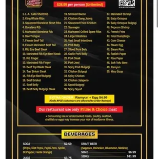 Menu C &amp; Beverages
