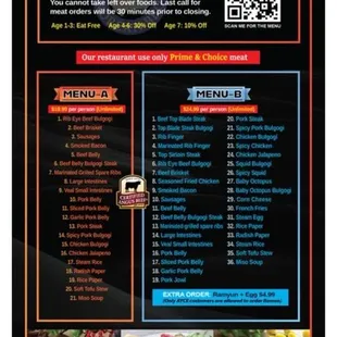 Menu A &amp; B