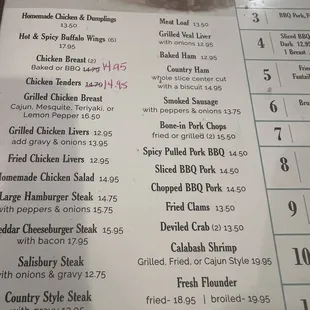 Partial menu