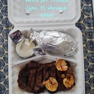 You can add on shrimp to your entree for $6.95. Surprise! They don't tell you that you only get 3 shrimp. Did I say $6.95?