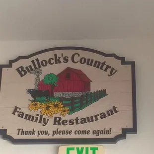 Now leaving Bullock's Country Family Resturaunt.