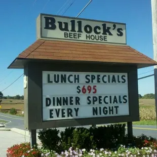 sign for lunch specials