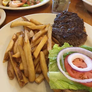 I am a burger &amp; fry girl! This was the best tasting burger I e had in a while! The fries are fresh seasonal well.