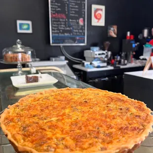 Bacon, green chili, shallot quiche