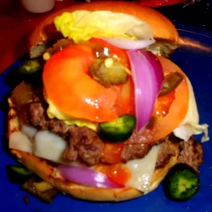 Their plain hamburger all topped out!