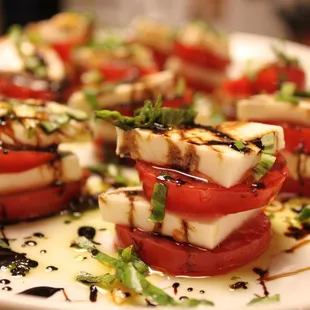 Caprese stacks w/ fresh Basil &amp; Balsamic Reduction