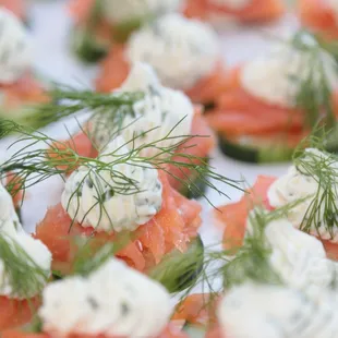 Smoked Salmon Cucumber Canapés w/ Chive Cream &amp; Fresh Dill
