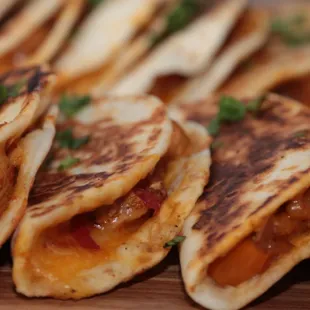 Mini Chicken Fajita Quesadillas w/ Pico de Gallo &amp; Cilantro Cream