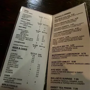 Happy hour menu as of 10/1/2022.
