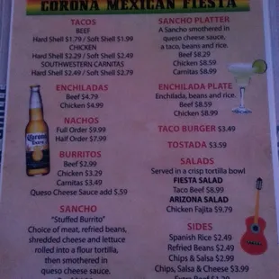 Mexican day menu items