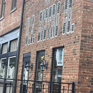 the outside of a brick building