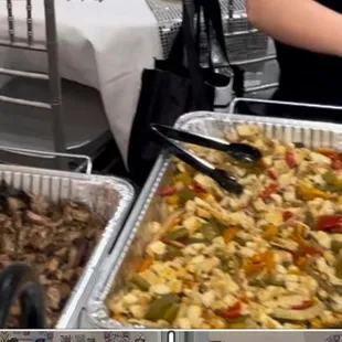 Brisket, chicken fajitas, queso, tortillas