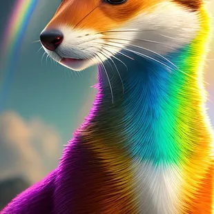 a rainbow - colored ferret