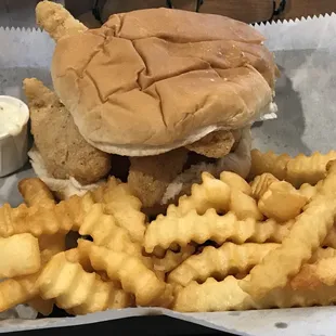 The catfish sandwich is delicious. Fries always hot and fresh.