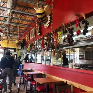 Inside - brightly colored and full of fun decorations