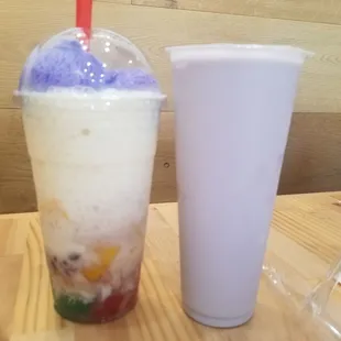 Halo Halo and Taro smoothie were good.