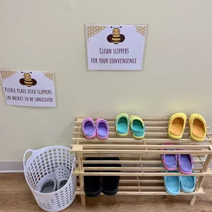 Really thoughtful touches - clean shoes to wear and put in basket afterwards