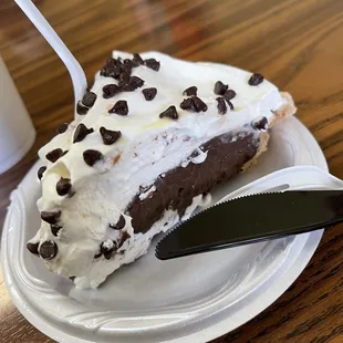 a slice of ice cream pie