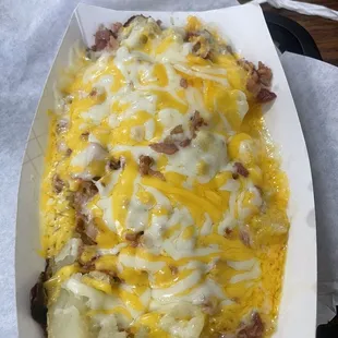 bacon, cheese, and potatoes
