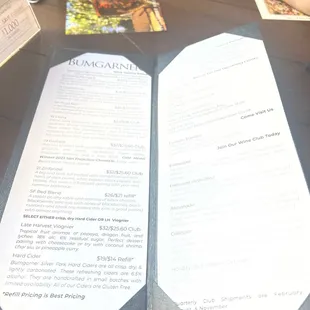 July wine tasting menu